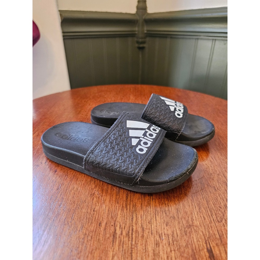 Adidas‎ Kids Adilette Shower Slides Black White B27894 youth toddler Size 10